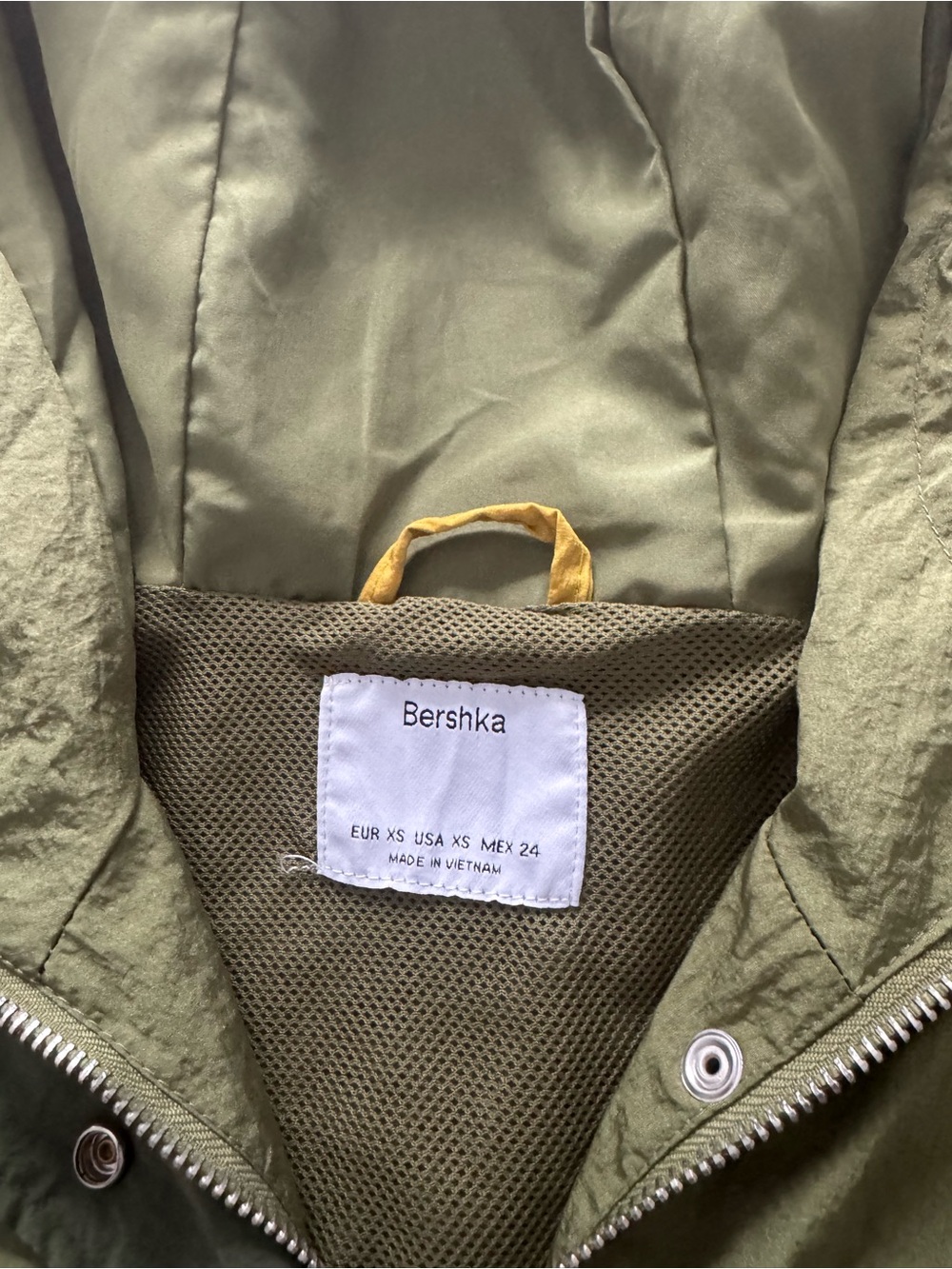 Bershka Olive Green Colorblock Hooded Bomber Jacket - Picture 5 of 8